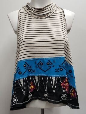 Free People North South Tank Women's Small Boho Embroidered Swingy